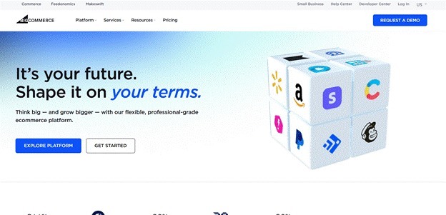 BigCommerce features its enterprise ecommerce platform with extensive integration options.